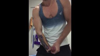 Jerking off in work bathroom