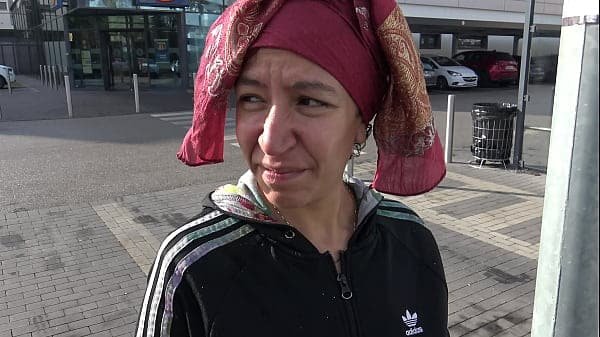 naughty Turkish street prostitute shows her hairy pussy to old pervert